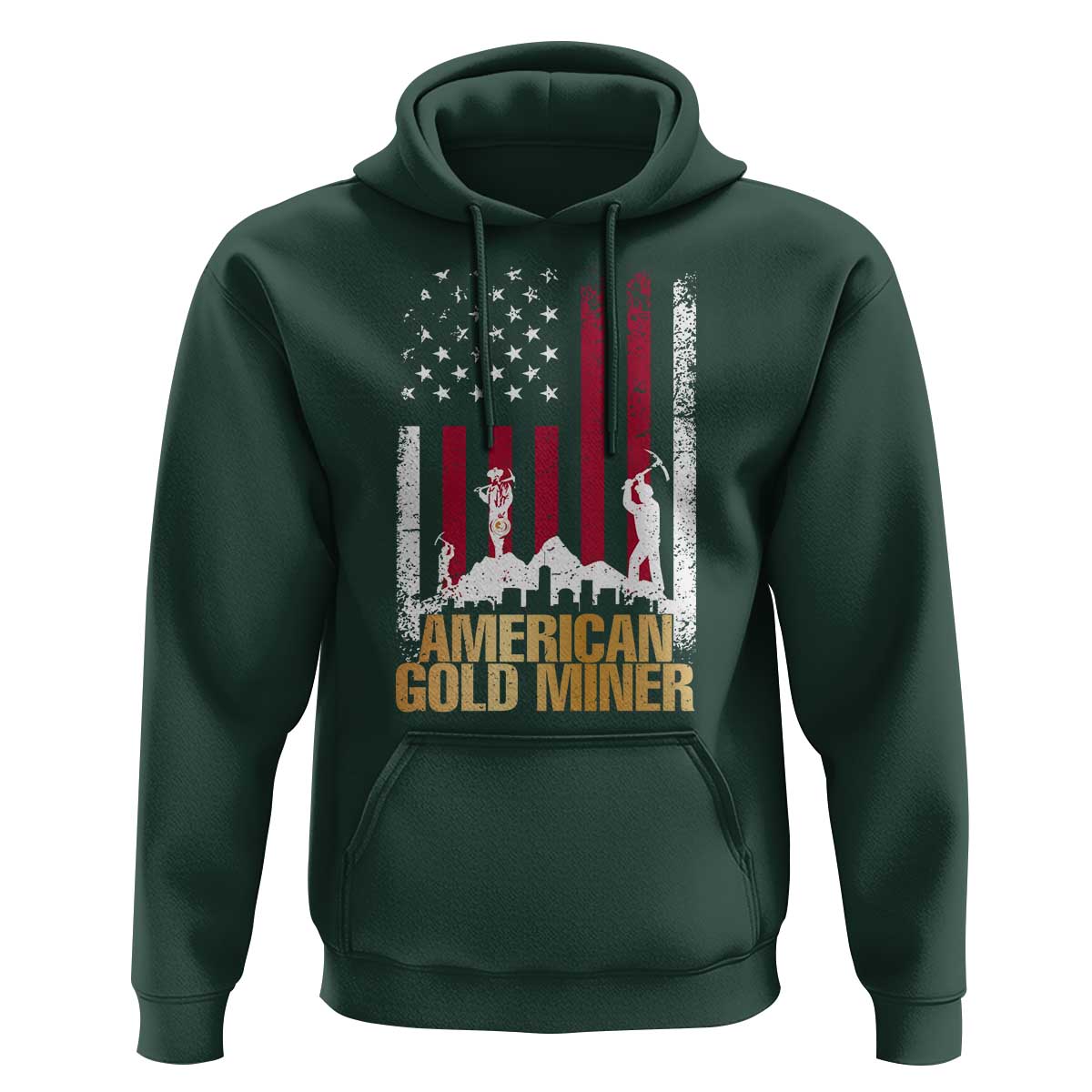 Gold Miner Patriotic American Flag Hoodie - Wonder Print Shop