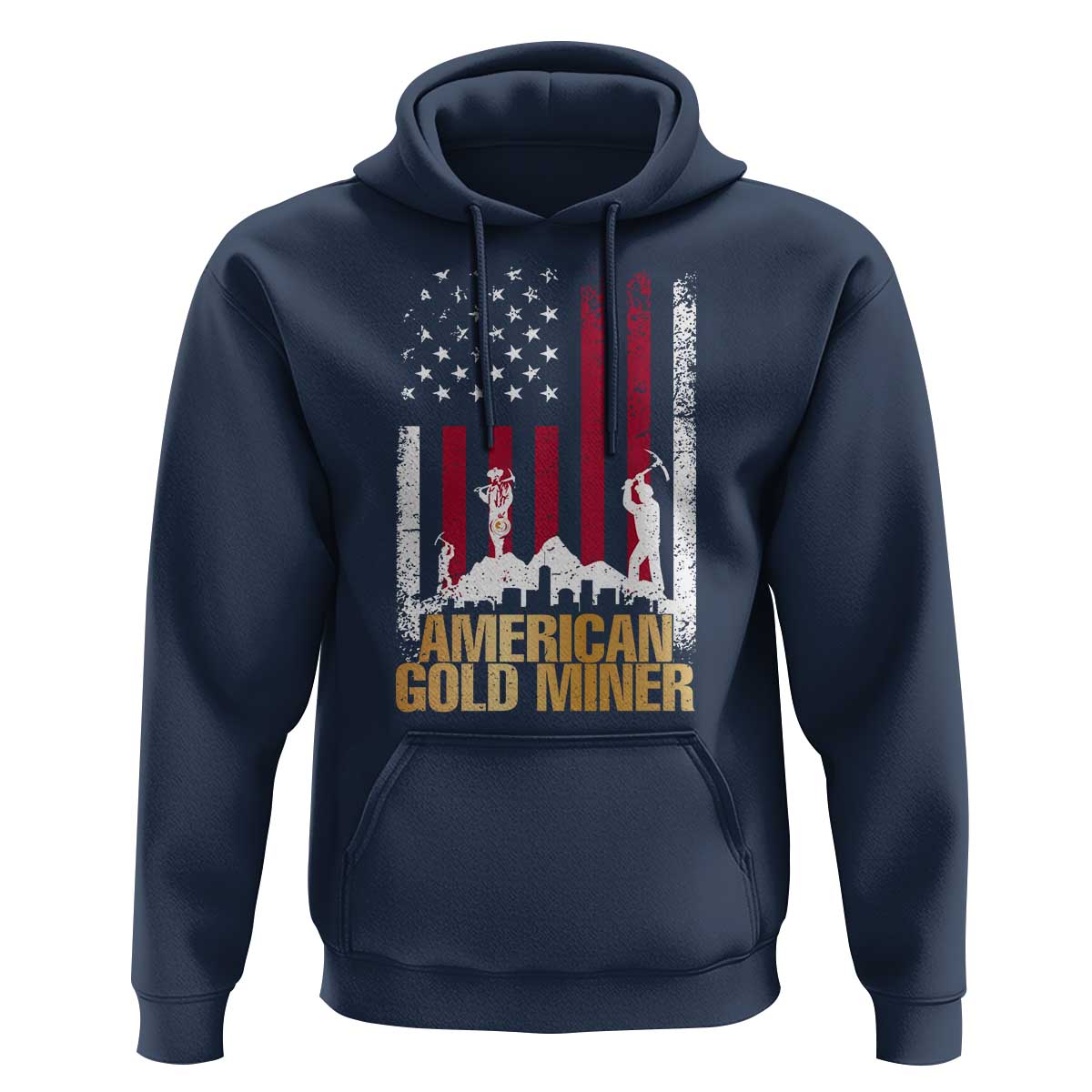 Gold Miner Patriotic American Flag Hoodie - Wonder Print Shop