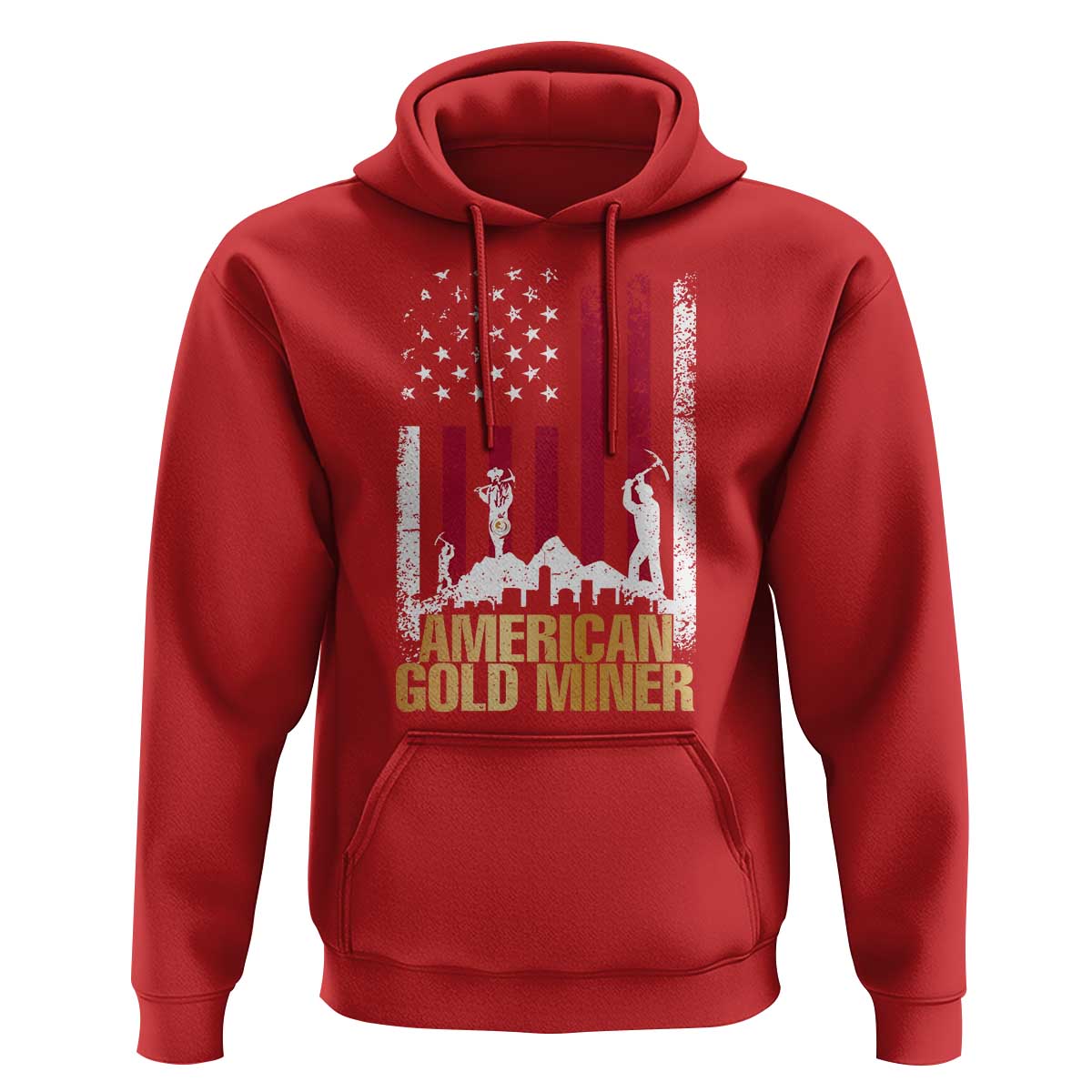 Gold Miner Patriotic American Flag Hoodie - Wonder Print Shop
