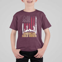 Gold Miner Patriotic American Flag T Shirt For Kid - Wonder Print Shop