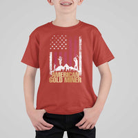 Gold Miner Patriotic American Flag T Shirt For Kid - Wonder Print Shop