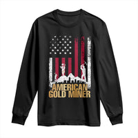 Gold Miner Patriotic American Flag Long Sleeve Shirt - Wonder Print Shop