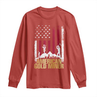 Gold Miner Patriotic American Flag Long Sleeve Shirt - Wonder Print Shop