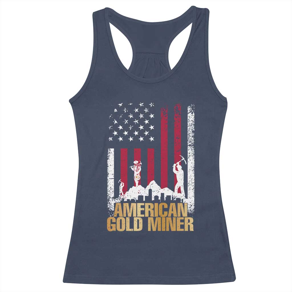 Gold Miner Patriotic American Flag Racerback Tank Top - Wonder Print Shop