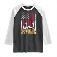 Gold Miner Patriotic American Flag Raglan Shirt - Wonder Print Shop