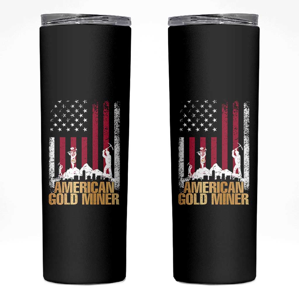 Gold Miner Patriotic American Flag Skinny Tumbler - Wonder Print Shop