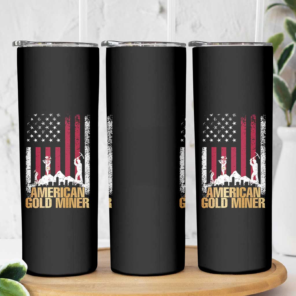 Gold Miner Patriotic American Flag Skinny Tumbler - Wonder Print Shop