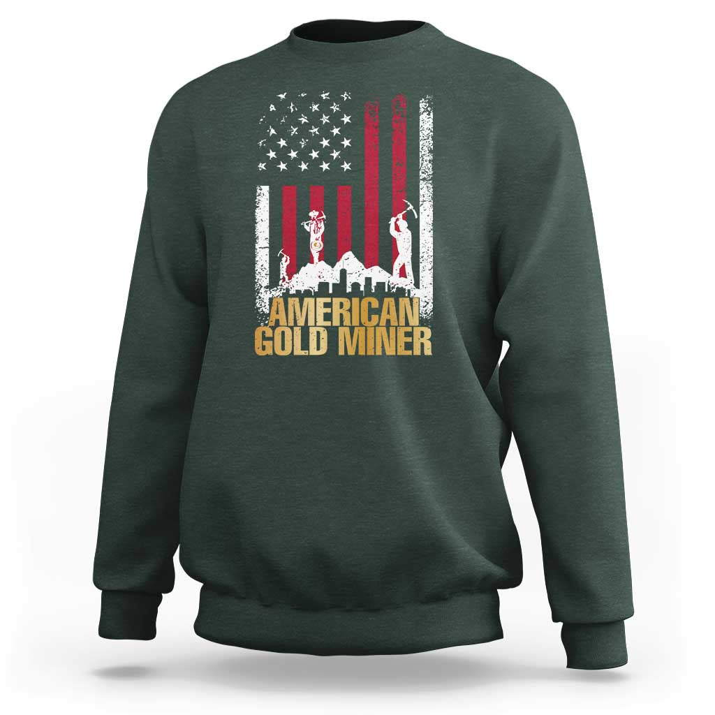 Gold Miner Patriotic American Flag Sweatshirt - Wonder Print Shop