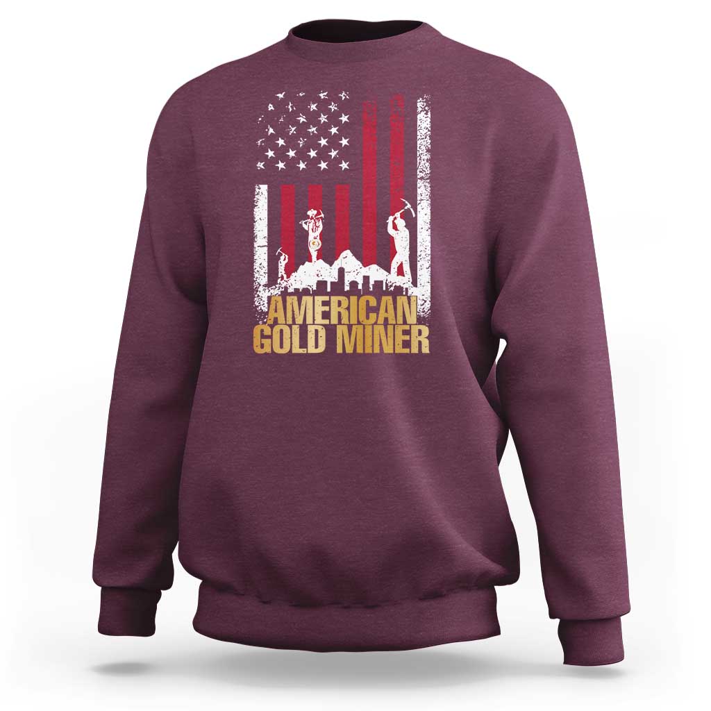Gold Miner Patriotic American Flag Sweatshirt - Wonder Print Shop