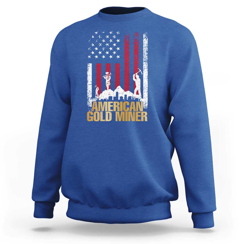 Gold Miner Patriotic American Flag Sweatshirt - Wonder Print Shop
