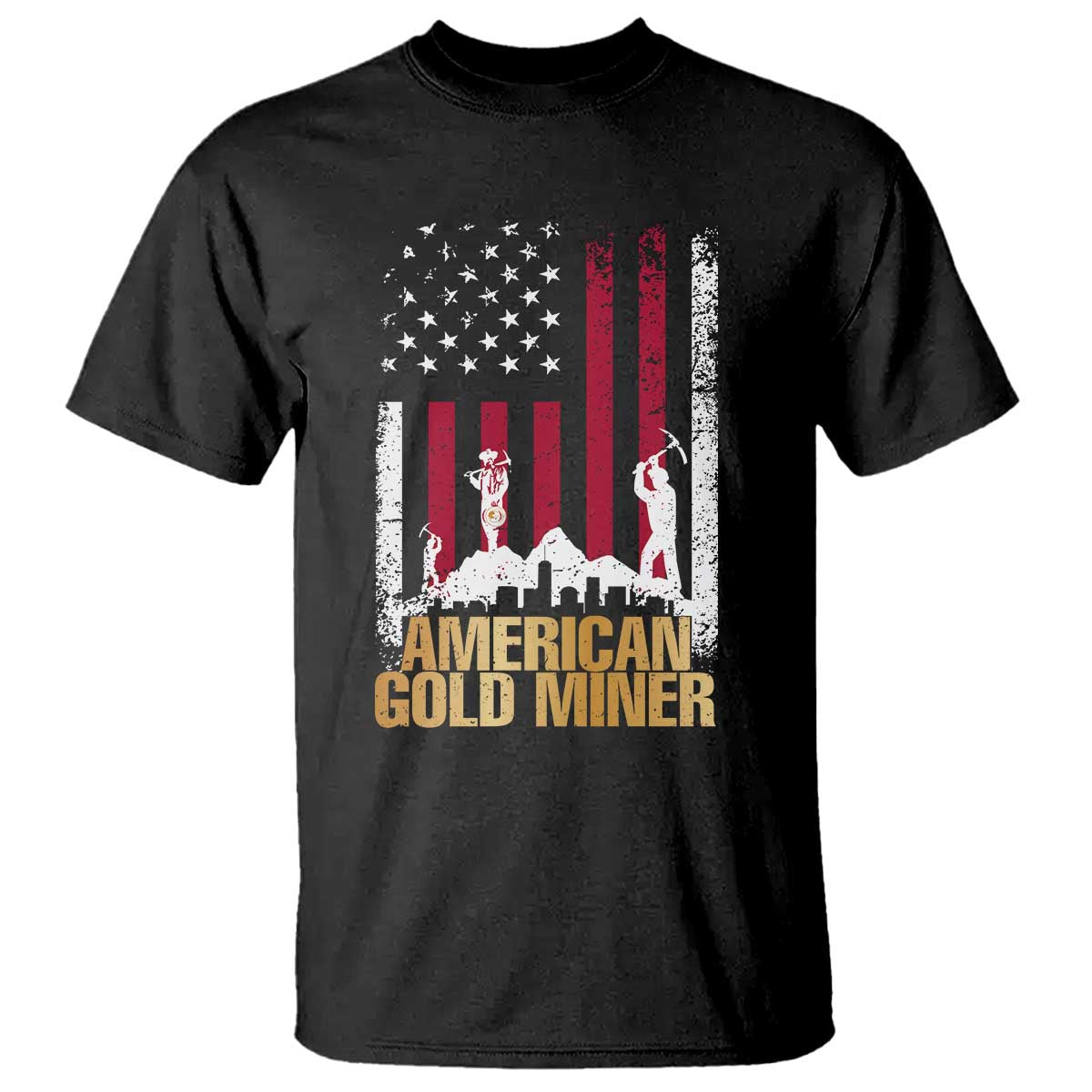 Gold Miner Patriotic American Flag T Shirt - Wonder Print Shop