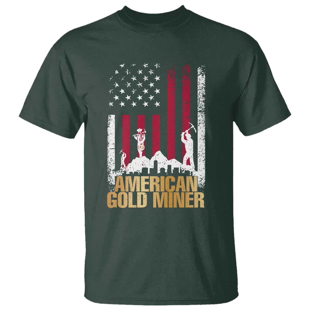 Gold Miner Patriotic American Flag T Shirt - Wonder Print Shop