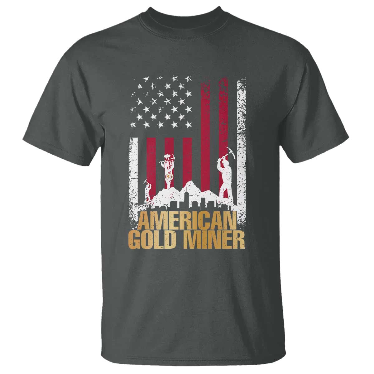 Gold Miner Patriotic American Flag T Shirt - Wonder Print Shop