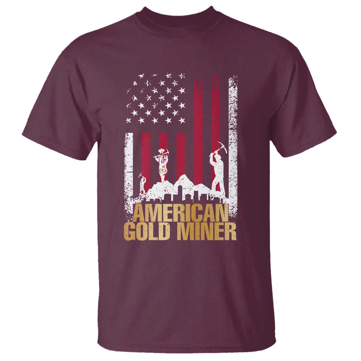 Gold Miner Patriotic American Flag T Shirt - Wonder Print Shop