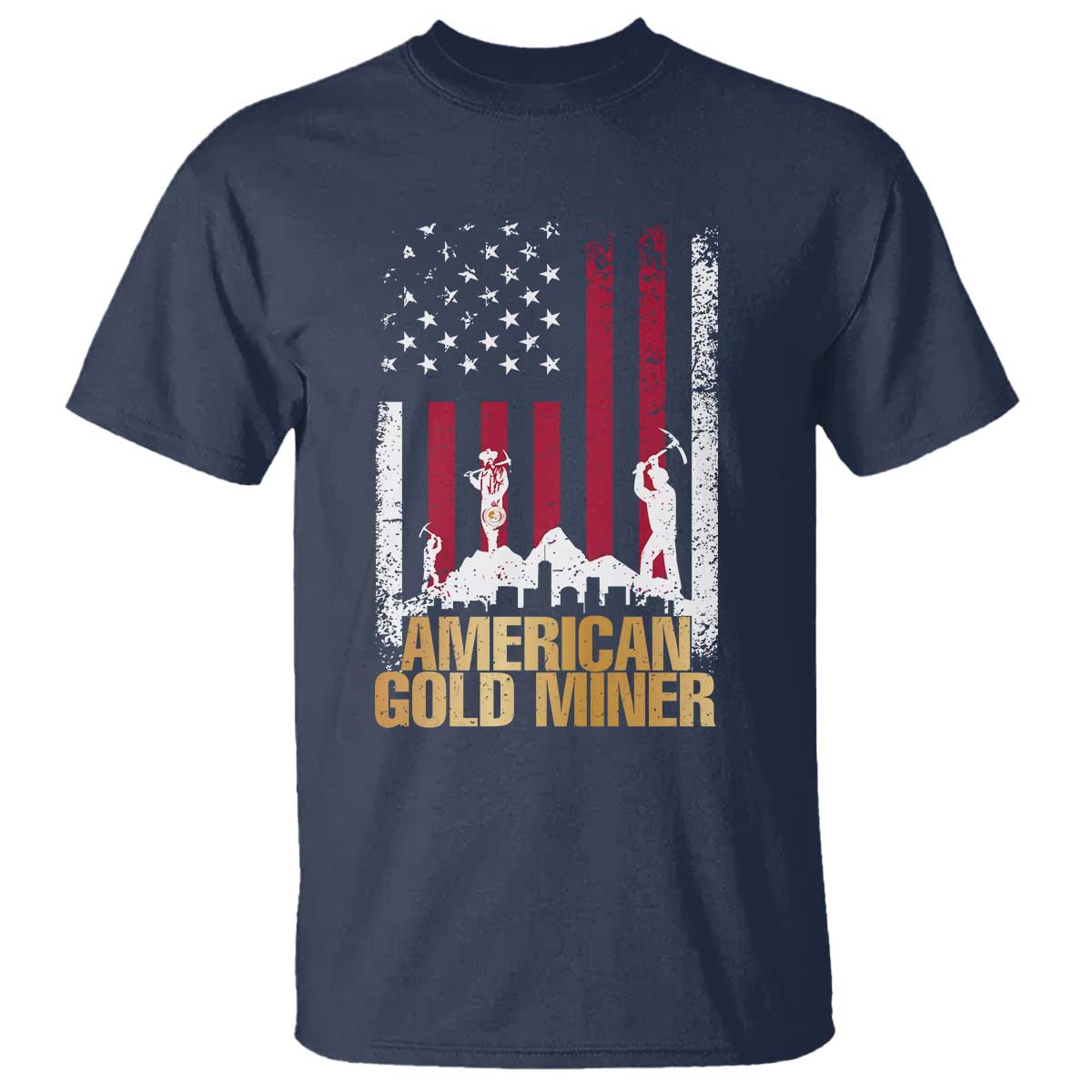 Gold Miner Patriotic American Flag T Shirt - Wonder Print Shop