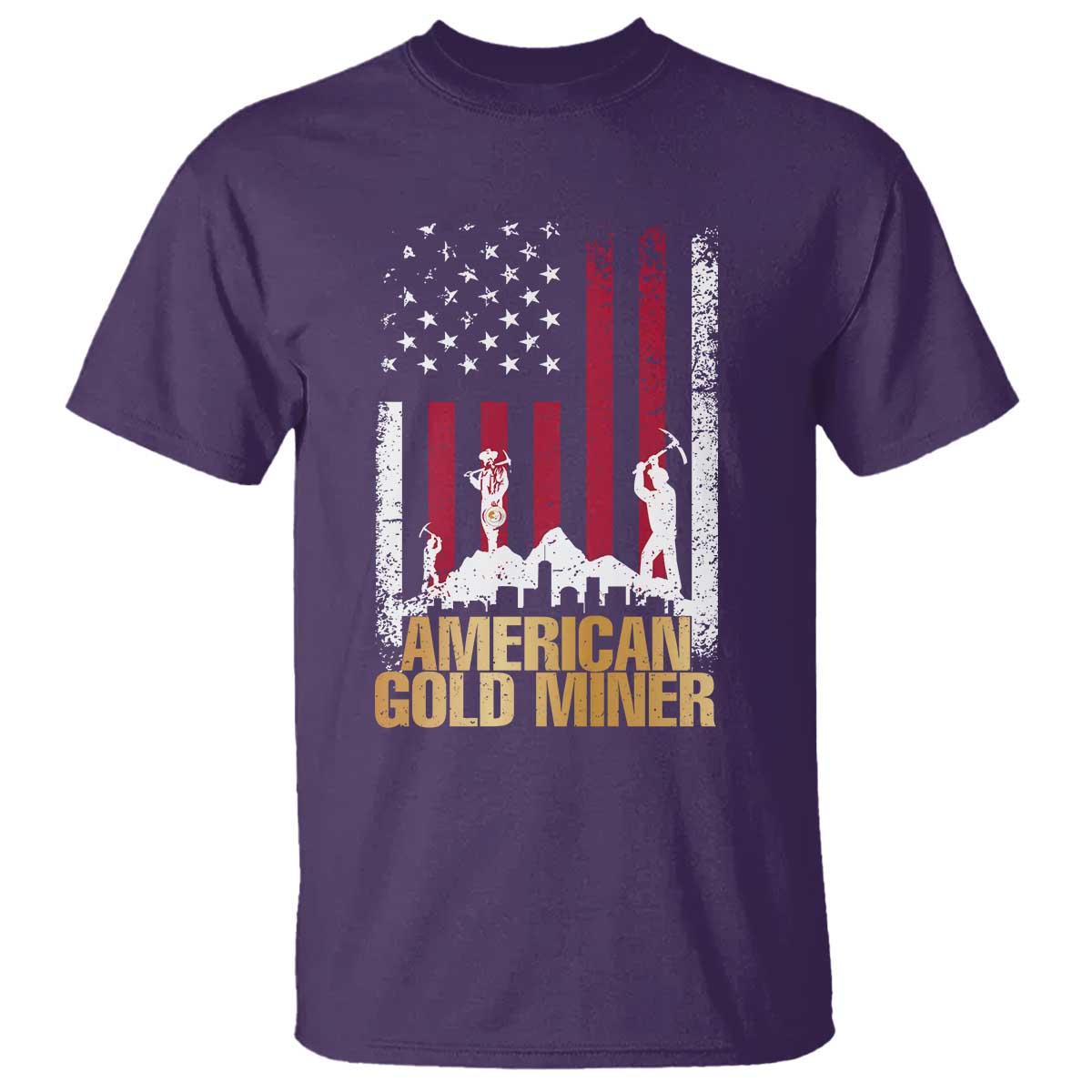 Gold Miner Patriotic American Flag T Shirt - Wonder Print Shop