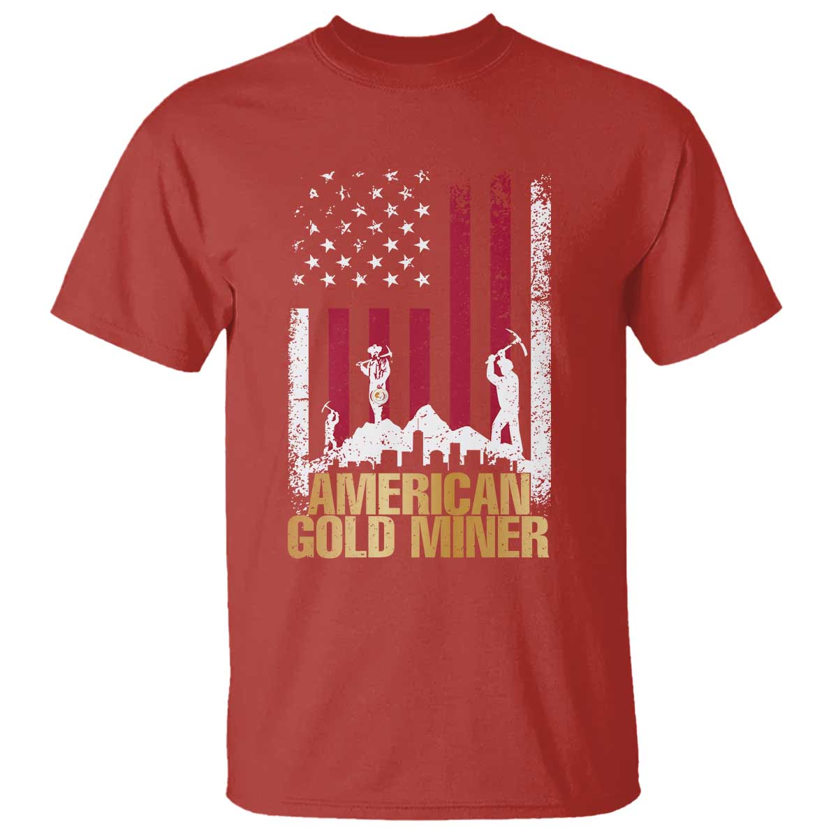 Gold Miner Patriotic American Flag T Shirt - Wonder Print Shop