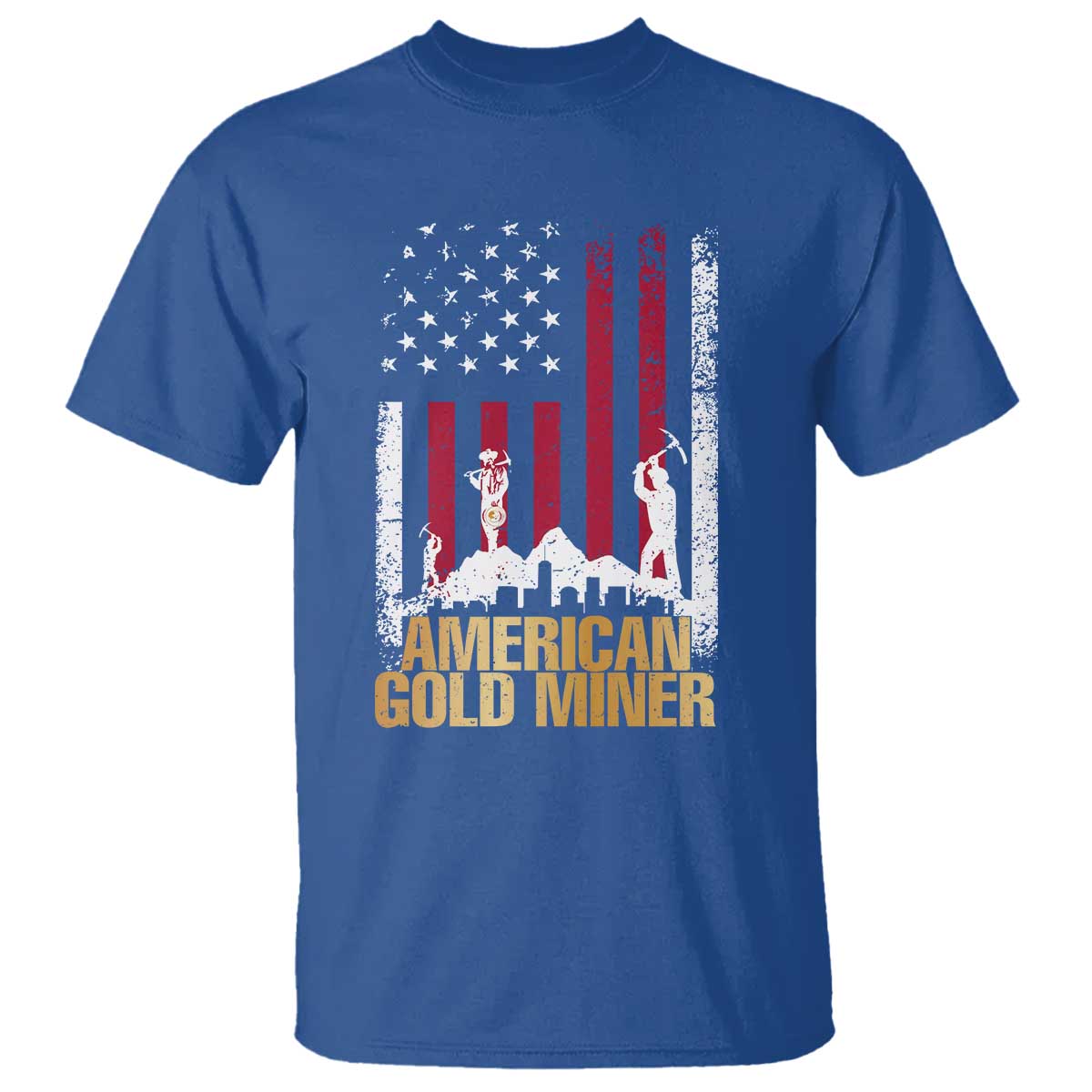 Gold Miner Patriotic American Flag T Shirt - Wonder Print Shop