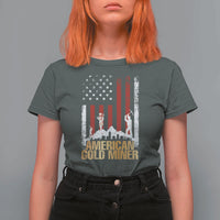 Gold Miner Patriotic American Flag T Shirt For Women - Wonder Print Shop