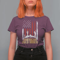 Gold Miner Patriotic American Flag T Shirt For Women - Wonder Print Shop