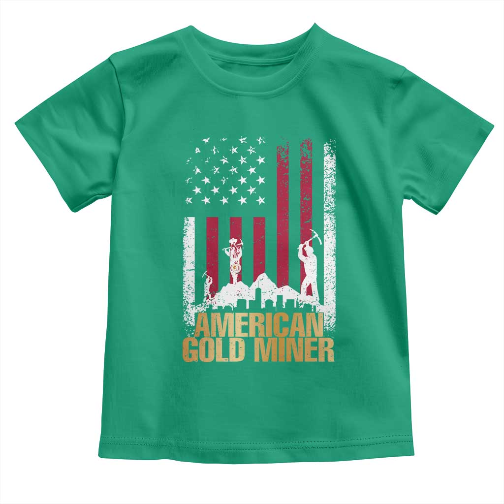 Gold Miner Patriotic American Flag Toddler T Shirt - Wonder Print Shop
