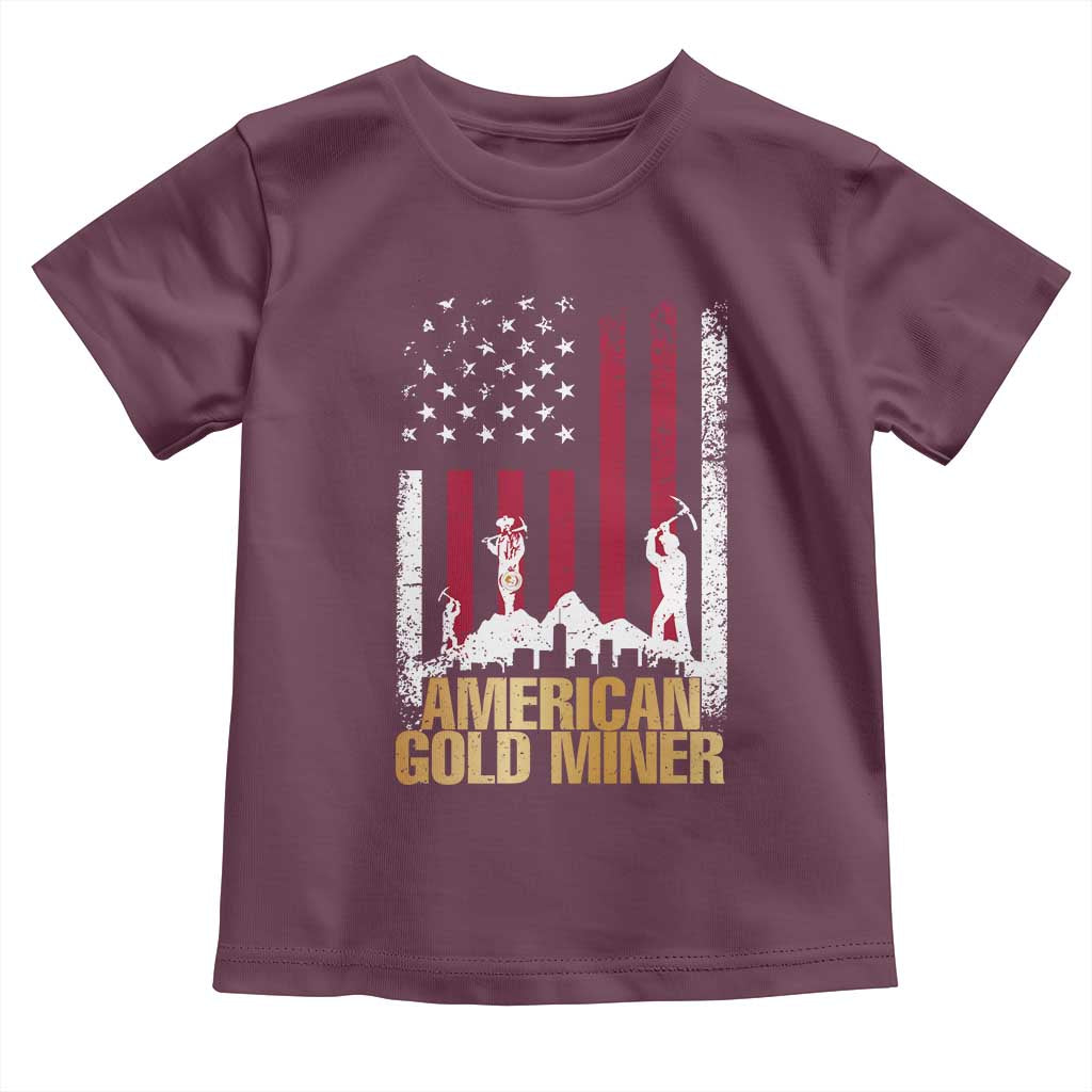 Gold Miner Patriotic American Flag Toddler T Shirt - Wonder Print Shop