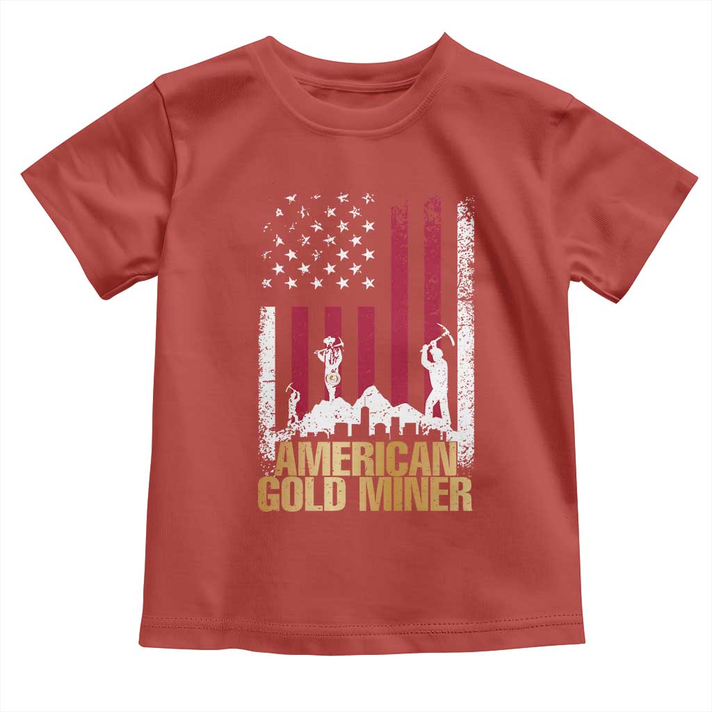 Gold Miner Patriotic American Flag Toddler T Shirt - Wonder Print Shop