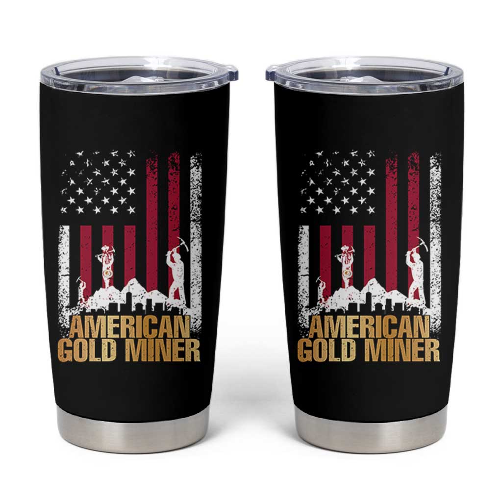 Gold Miner Patriotic American Flag Tumbler Cup - Wonder Print Shop