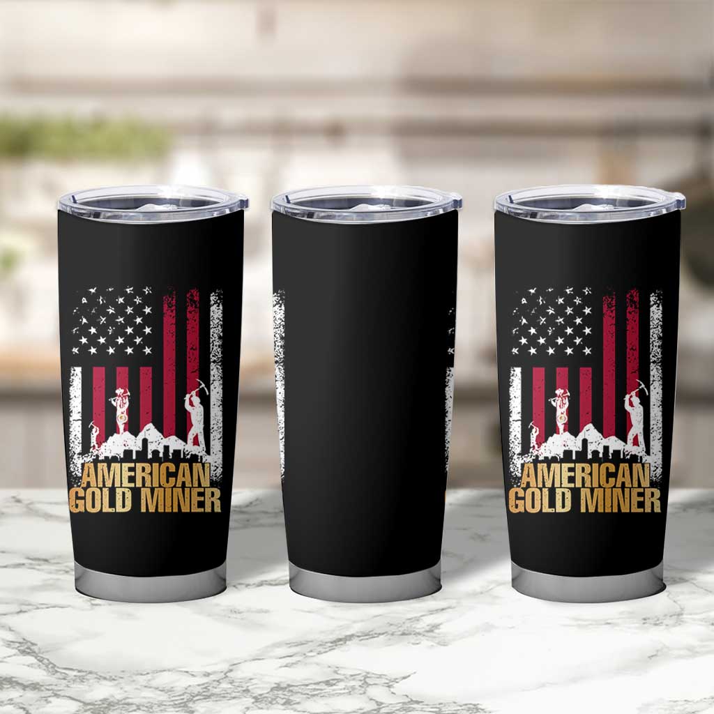 Gold Miner Patriotic American Flag Tumbler Cup - Wonder Print Shop