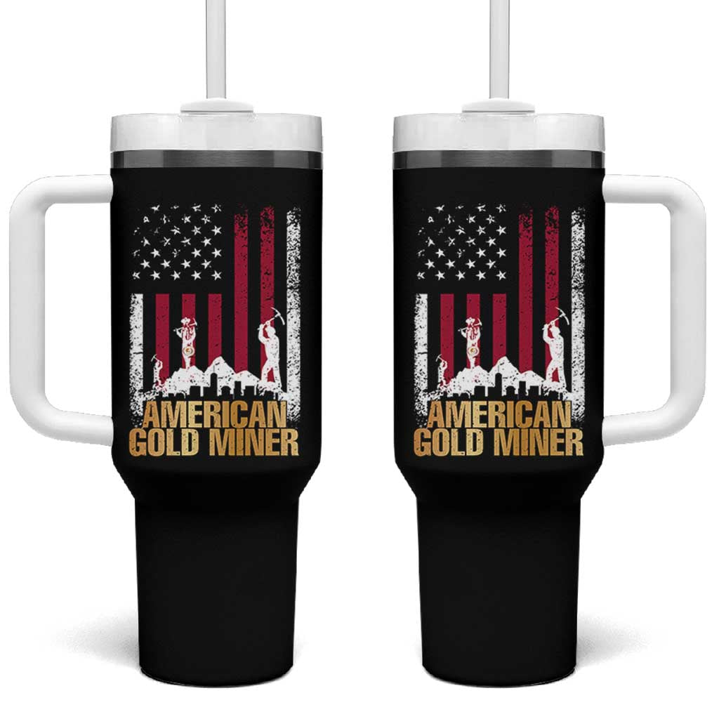 Gold Miner Patriotic American Flag Tumbler With Handle - Wonder Print Shop