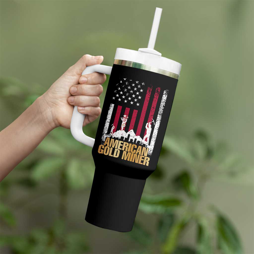 Gold Miner Patriotic American Flag Tumbler With Handle - Wonder Print Shop