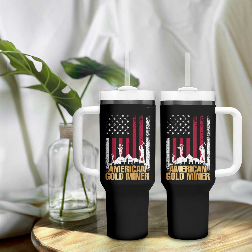 Gold Miner Patriotic American Flag Tumbler With Handle - Wonder Print Shop
