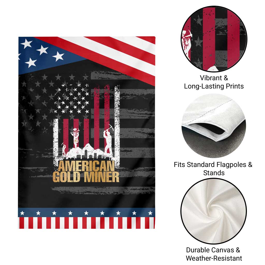 Gold Miner Patriotic American Flag Garden Flag
