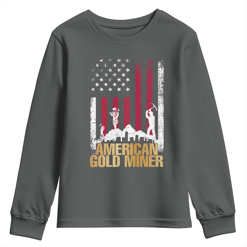 Gold Miner Patriotic American Flag Youth Sweatshirt - Wonder Print Shop