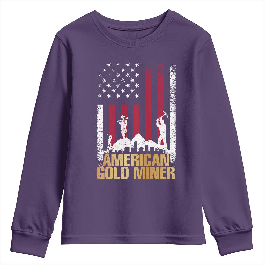 Gold Miner Patriotic American Flag Youth Sweatshirt - Wonder Print Shop