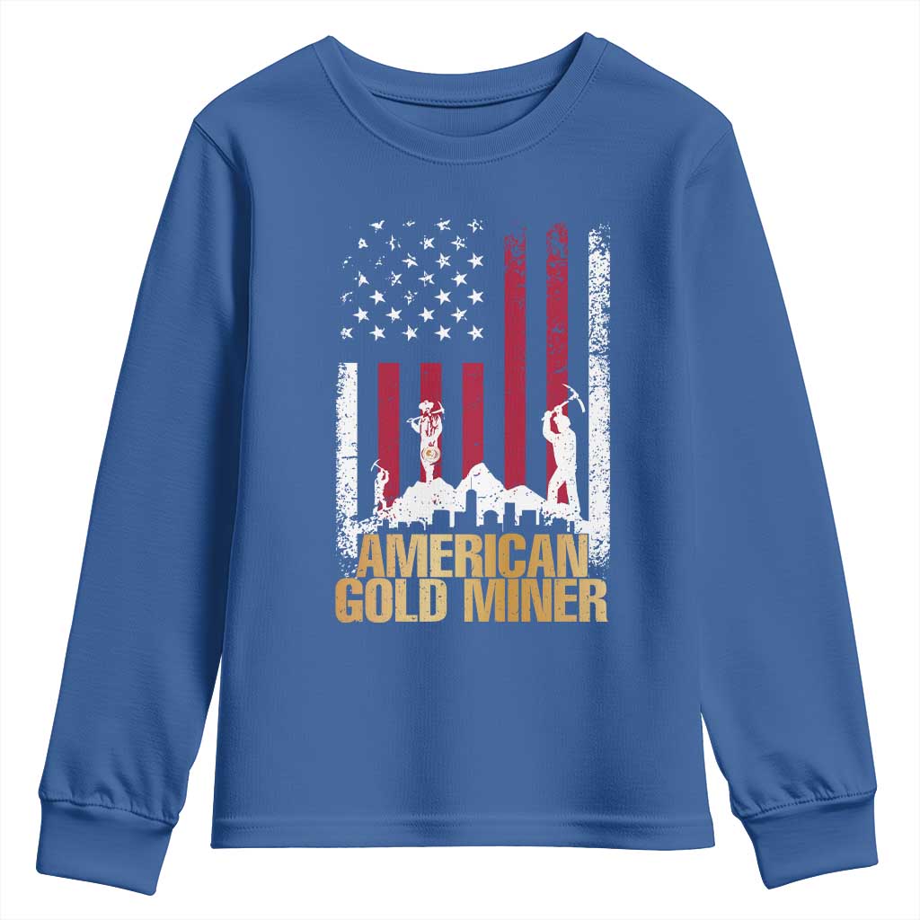 Gold Miner Patriotic American Flag Youth Sweatshirt - Wonder Print Shop