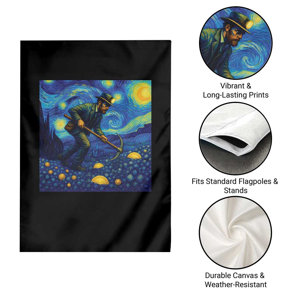 Gold Miner Starry Night Van Gogh Garden Flag - undefined