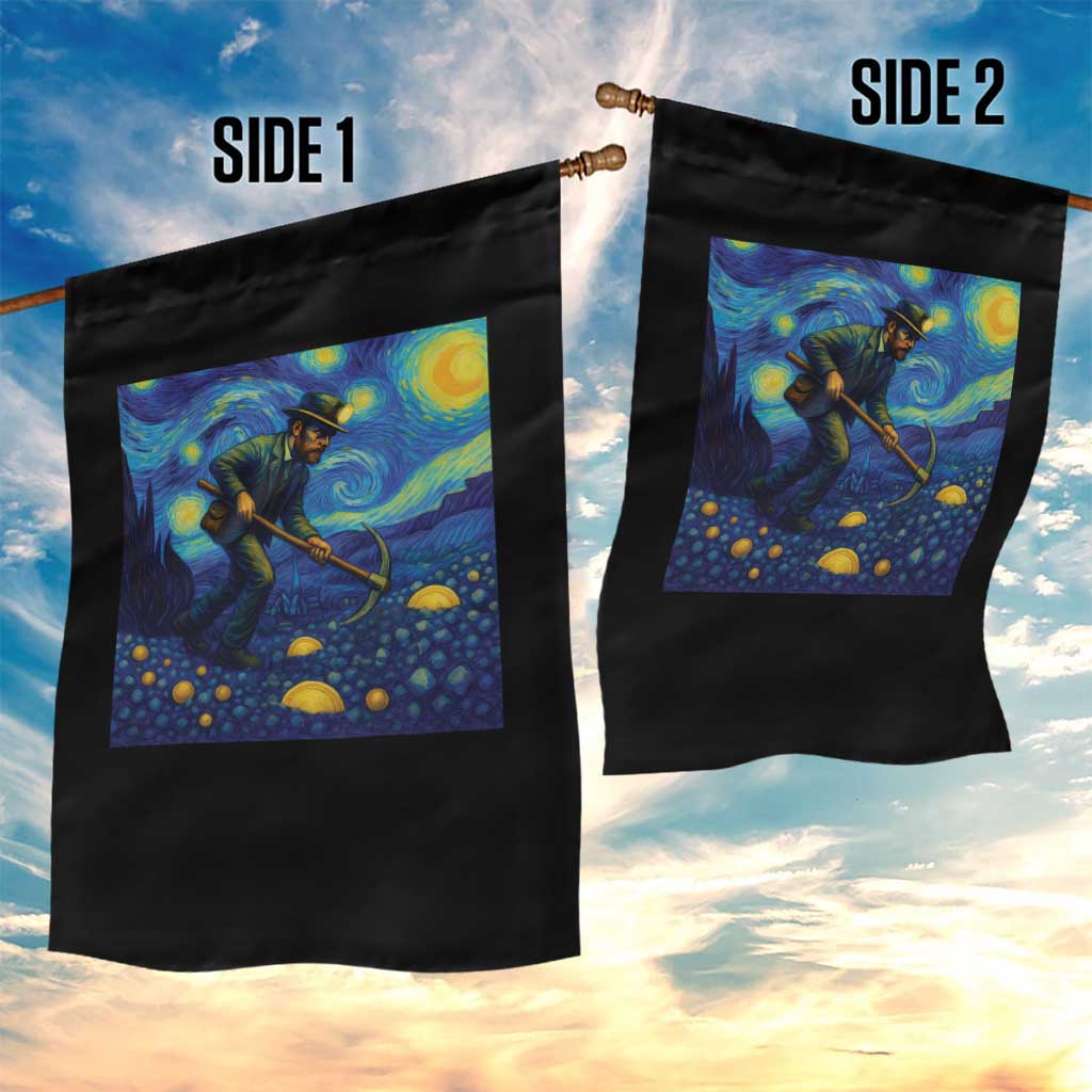 Gold Miner Starry Night Van Gogh Garden Flag - undefined