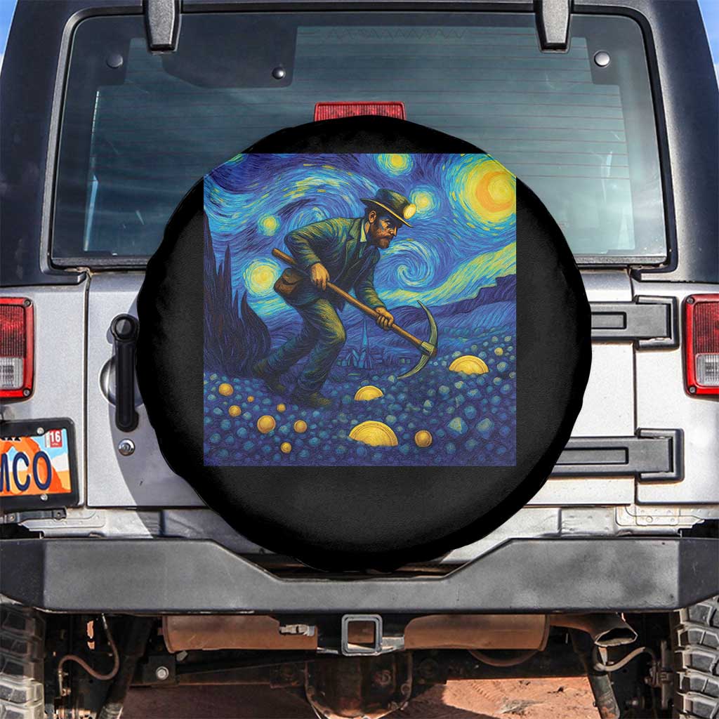 Gold Miner Starry Night Van Gogh Spare Tire Cover - Wonder Print Shop