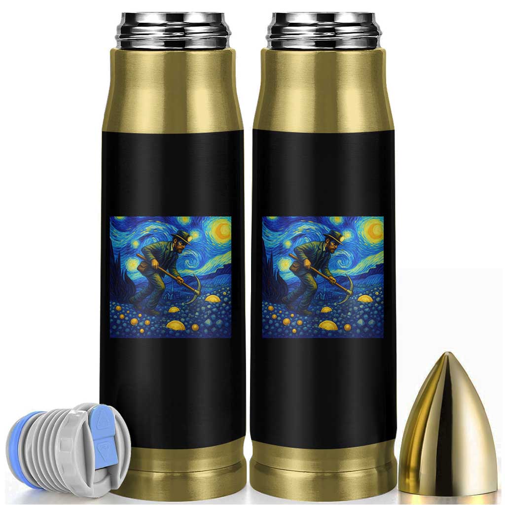 Gold Miner Starry Night Van Gogh Bullet Tumbler - Wonder Print Shop