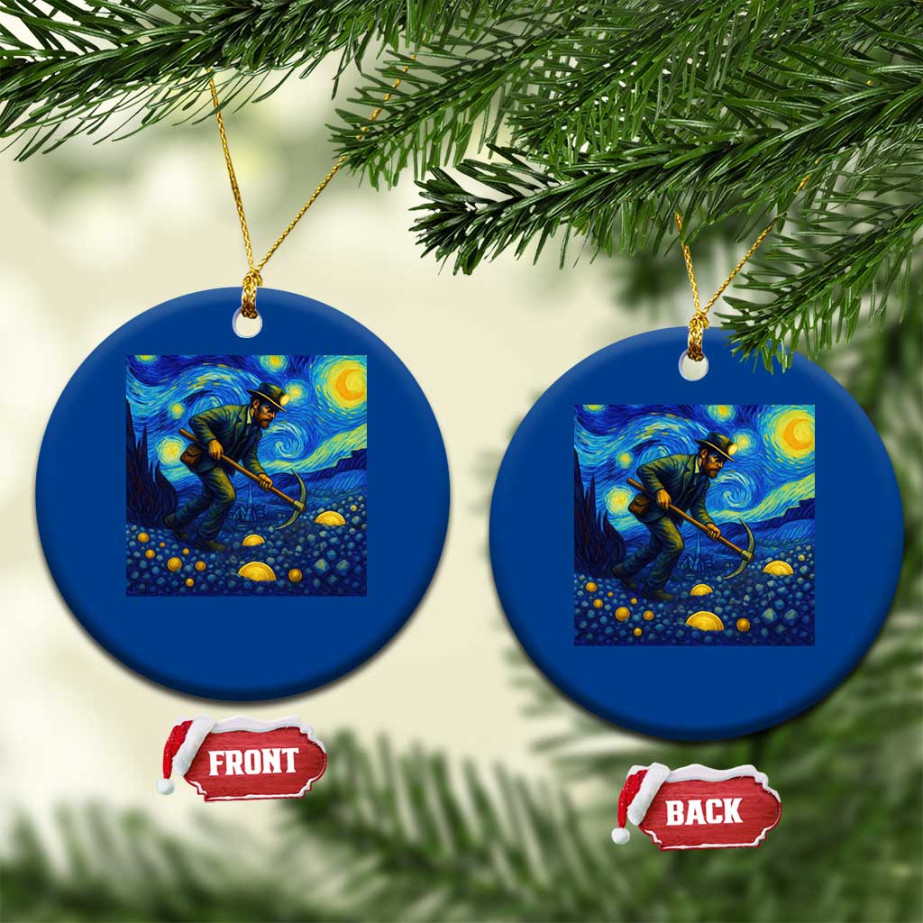 Gold Miner Starry Night Van Gogh Ceramic Ornament - Wonder Print Shop