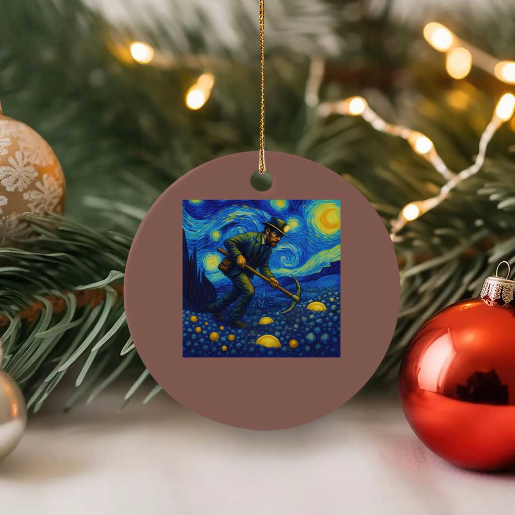 Gold Miner Starry Night Van Gogh Ceramic Ornament - Wonder Print Shop