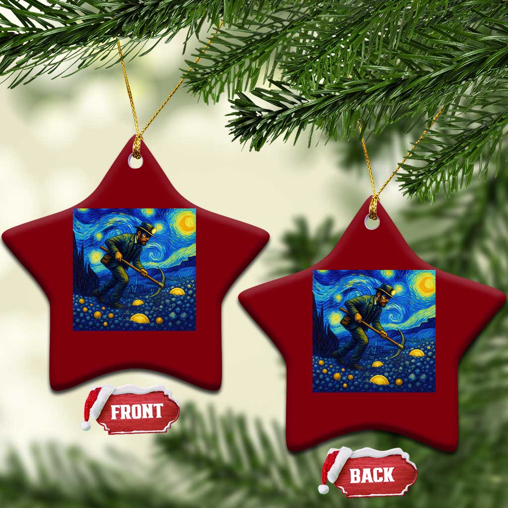 Gold Miner Starry Night Van Gogh Ceramic Ornament - Wonder Print Shop