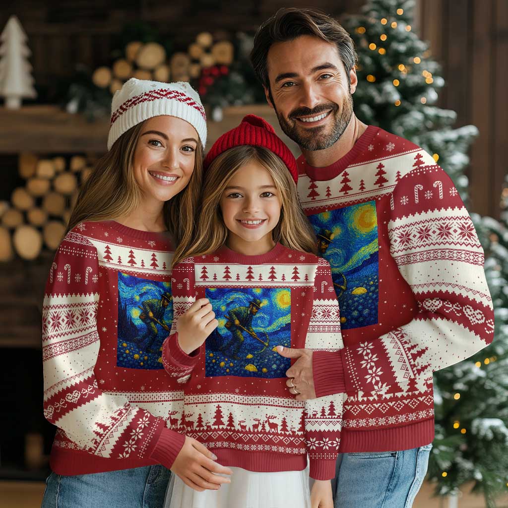 Gold Miner Starry Night Van Gogh Ugly Christmas Sweater - Wonder Print Shop