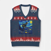 Gold Miner Starry Night Van Gogh V-Neck Knit Sweater Vest - Wonder Print Shop