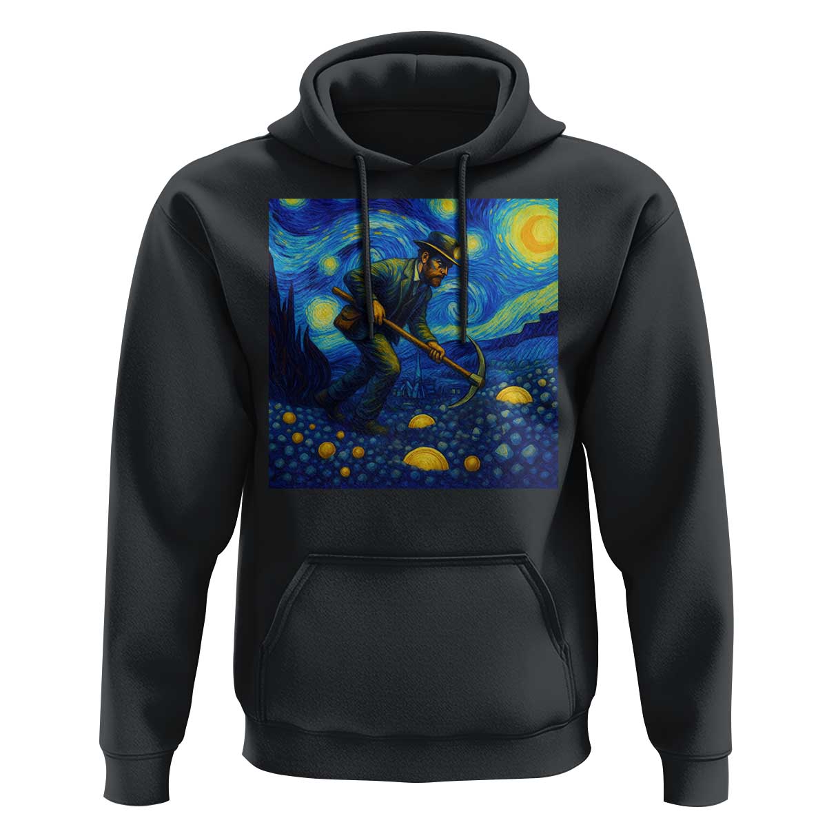 Gold Miner Starry Night Van Gogh Hoodie - Wonder Print Shop