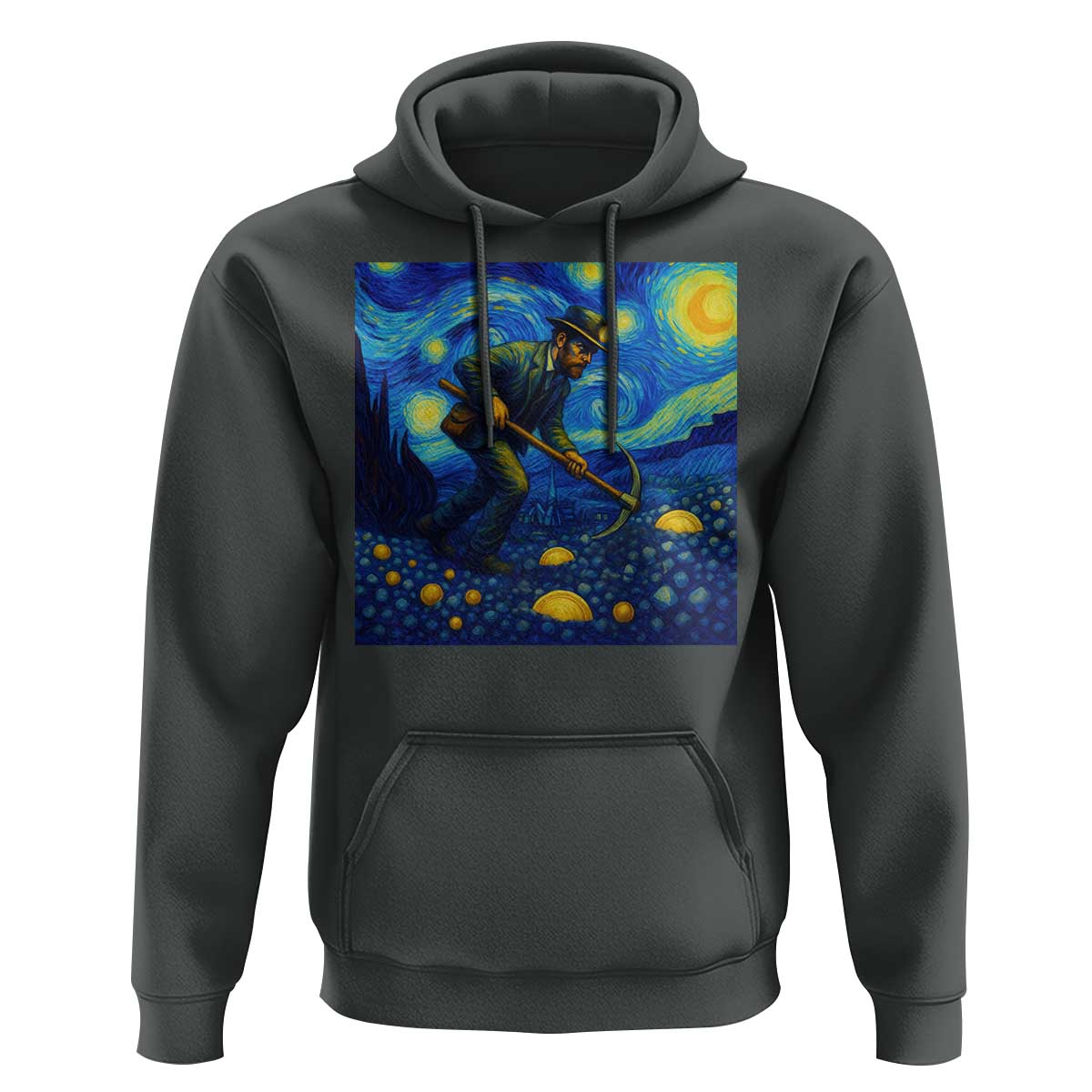 Gold Miner Starry Night Van Gogh Hoodie - Wonder Print Shop