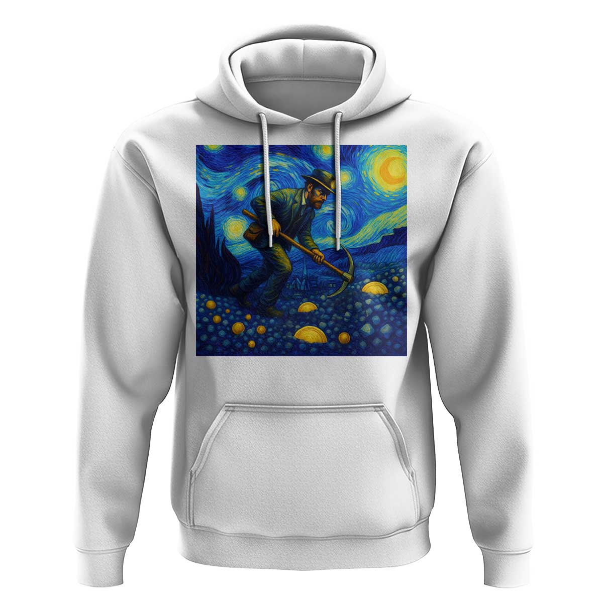 Gold Miner Starry Night Van Gogh Hoodie - Wonder Print Shop