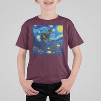 Gold Miner Starry Night Van Gogh T Shirt For Kid - Wonder Print Shop