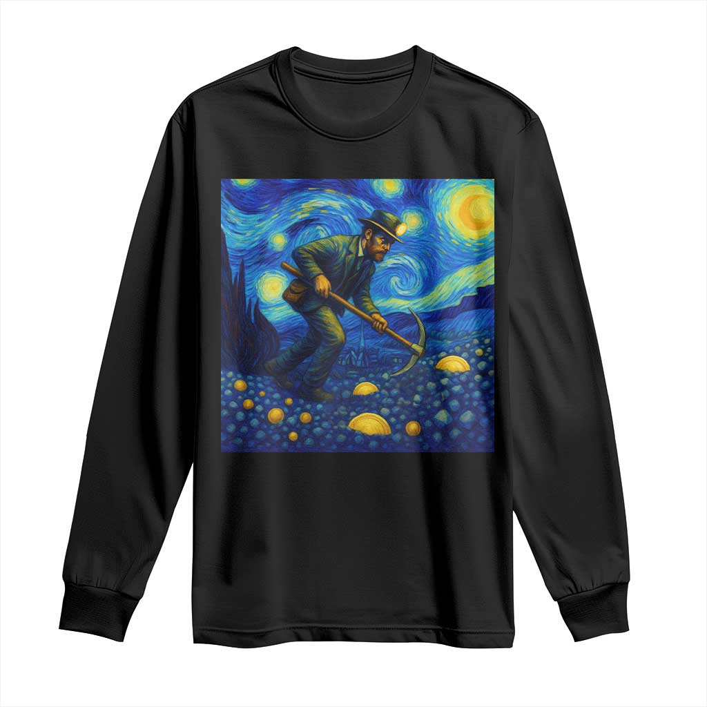 Gold Miner Starry Night Van Gogh Long Sleeve Shirt - Wonder Print Shop